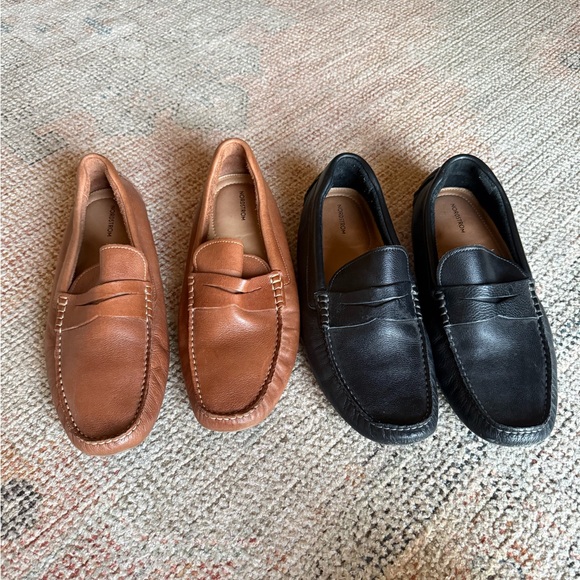2 Nordstrom Men's Leather Loafers - Black and Brown 11 - Picture 4 of 6